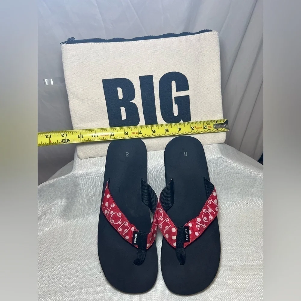Alpha Omicron Pi Flip Flops with “Big” Zipper Pouch